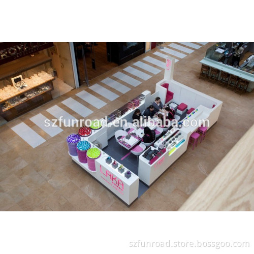 Laka nail mall kiosk design, nail bar furniture nail display counter